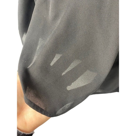 Chicos 2 Large Black Chiffon Blouse Top Beaded Embellished Collar Button Down - Picture 4 of 5